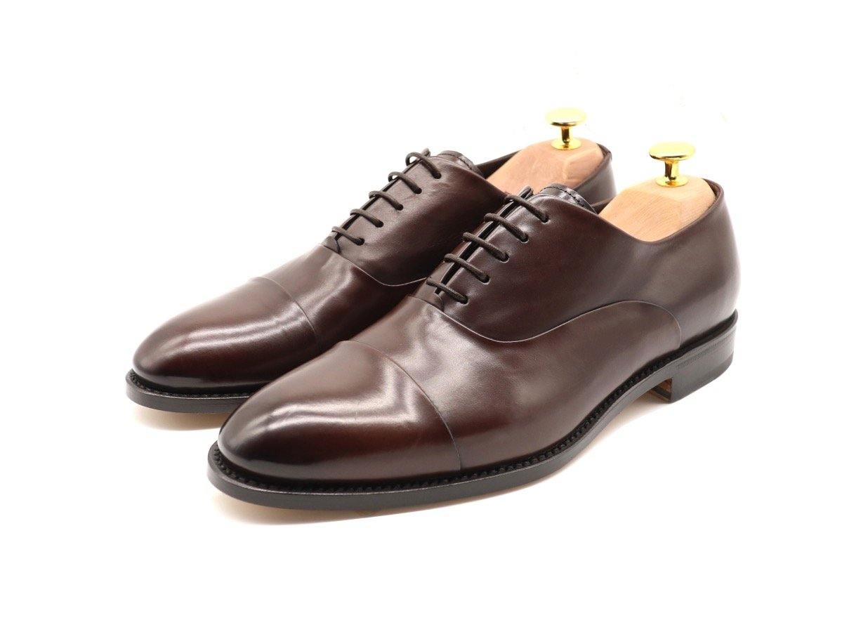 Mens Dark Brown Leather Cap Toe Oxford Shoes