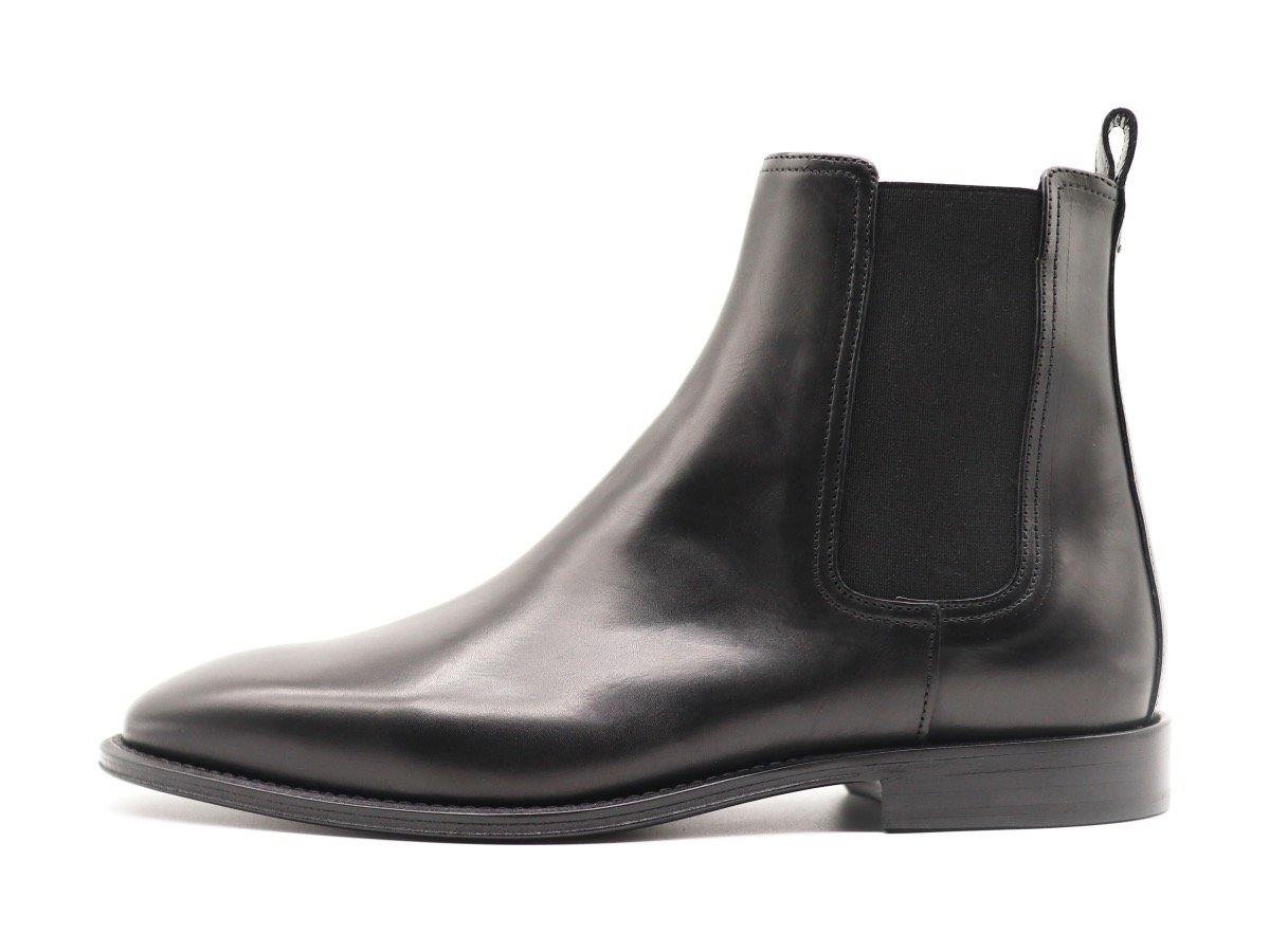 Side View of Mens Black Leather Chelsea Boots