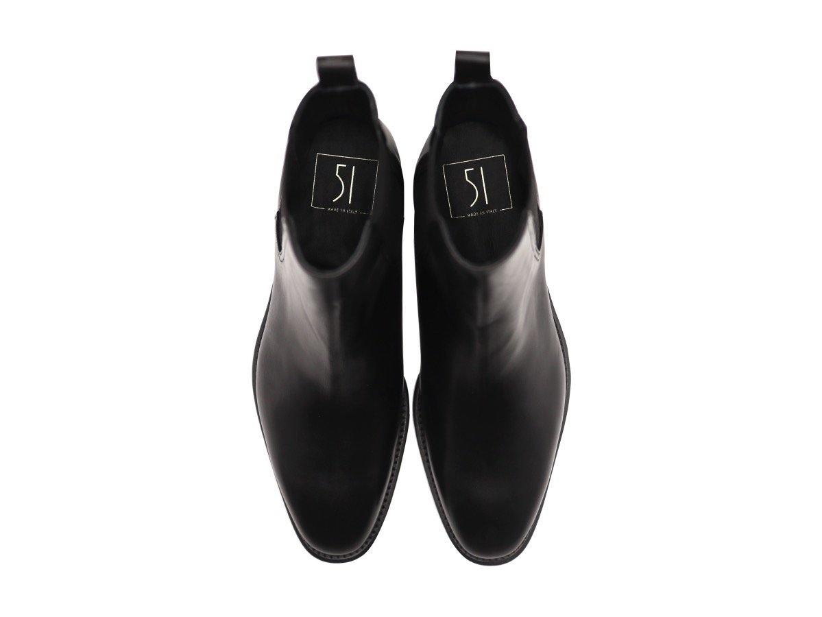 Top View of Mens Black Leather Chelsea Boots