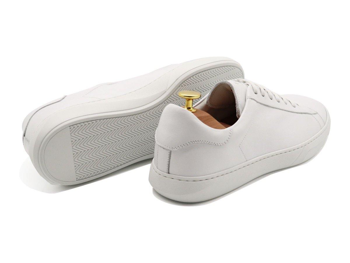 Back View of Mens Leather Low Top White Sneakers