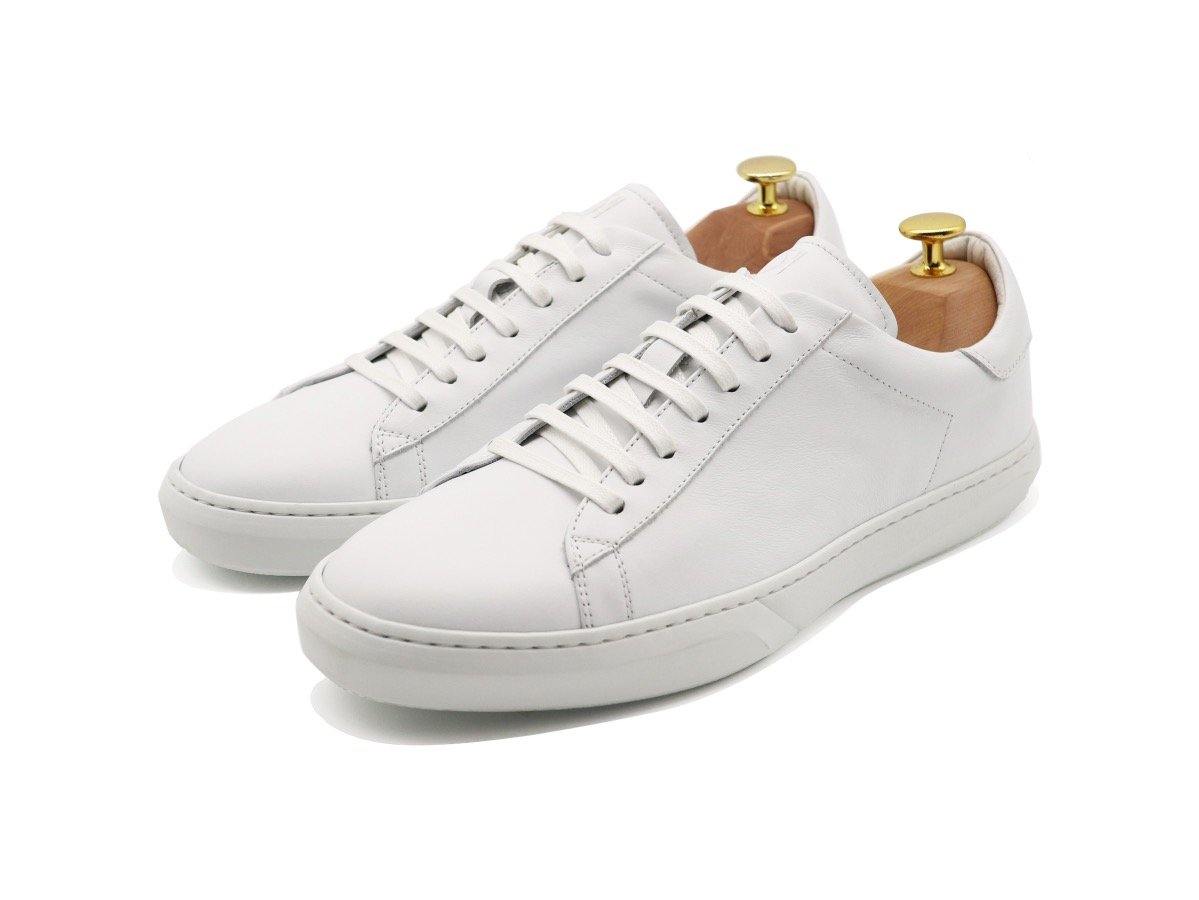 Mens Leather Low Top White Sneakers