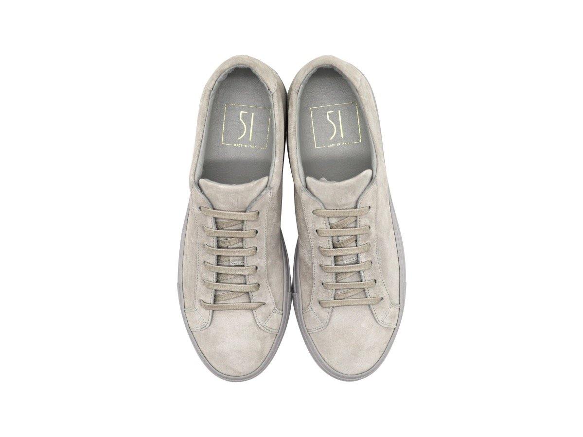 Top View of Mens Suede Low Top Shale Grey Sneakers