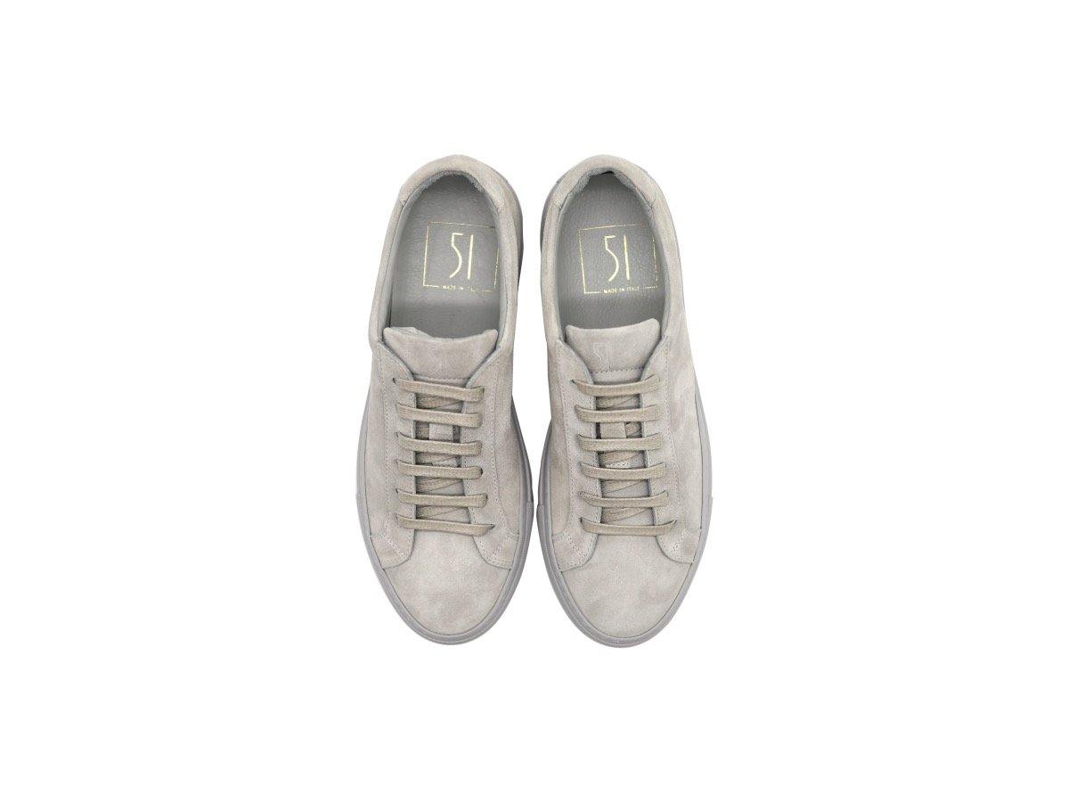 Top View of Womens Suede Low Top Shale Grey Sneakers