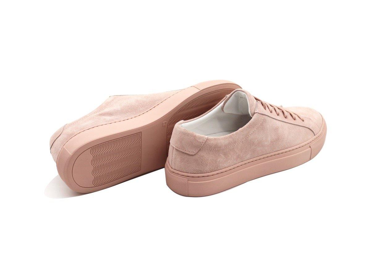 Back View of Womens Suede Low Top Skin Pink Sneakers