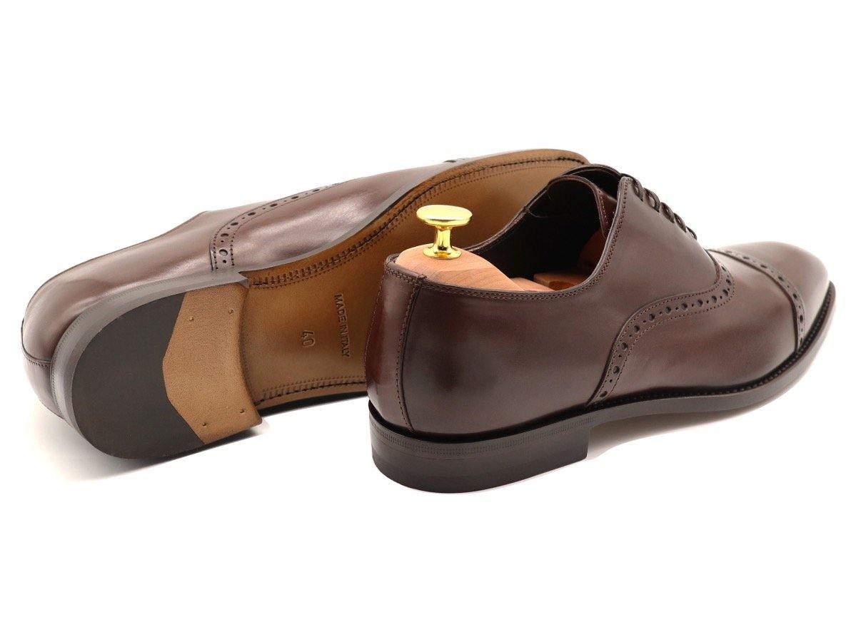 Back View of Mens Dark Brown Leather Semi Brogue Oxford Shoes