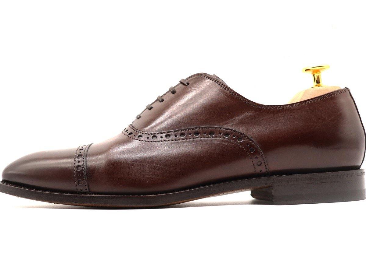 Side View of Mens Dark Brown Leather Semi Brogue Oxford Shoes