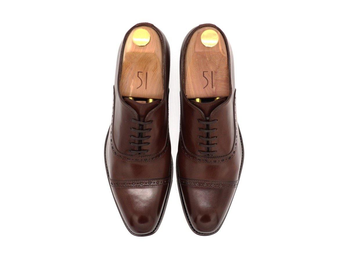 Top View of Mens Dark Brown Leather Semi Brogue Oxford Shoes