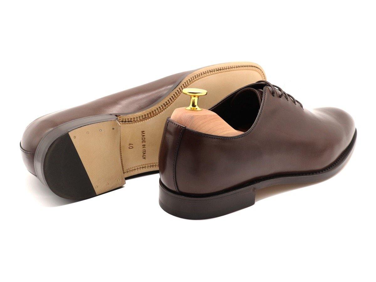 Back View of Mens Dark Brown Leather Wholecut Oxford Shoes