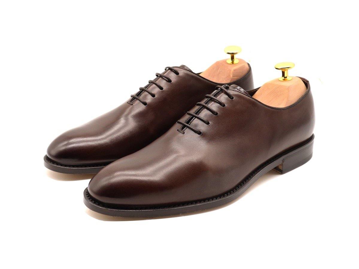 Mens Dark Brown Leather Wholecut Oxford Shoes