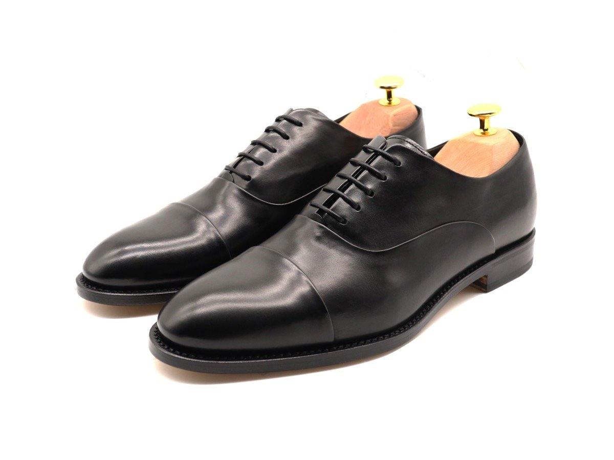 Mens Black Leather Cap Toe Oxford Shoes