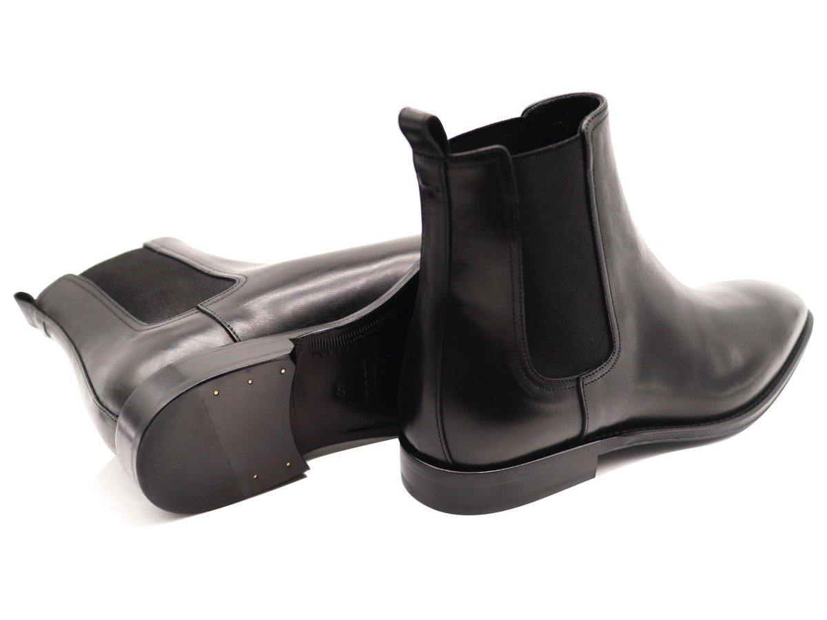 Back View of Mens Black Leather Chelsea Boots
