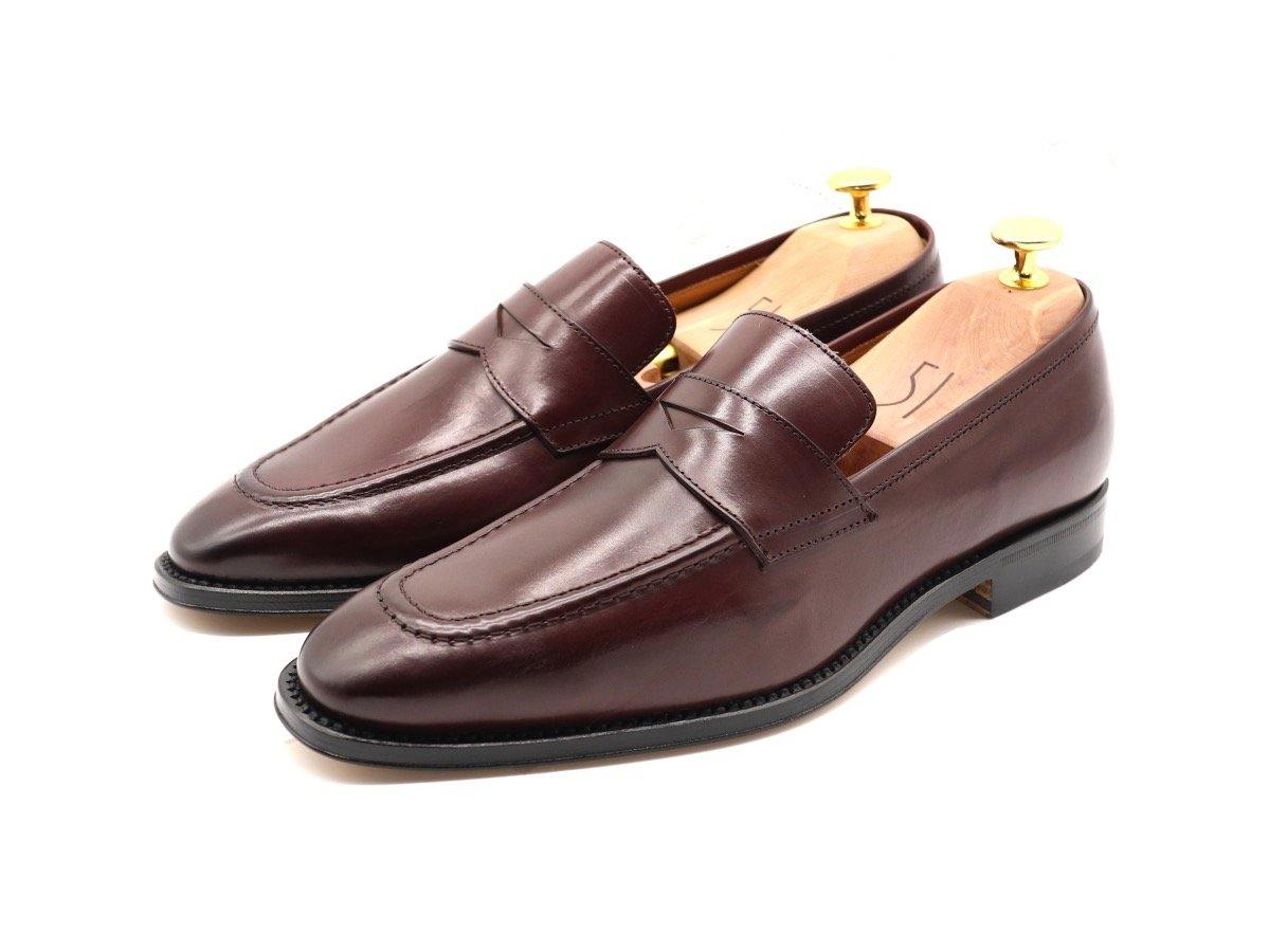 Mens Burgundy Leather Penny Loafers