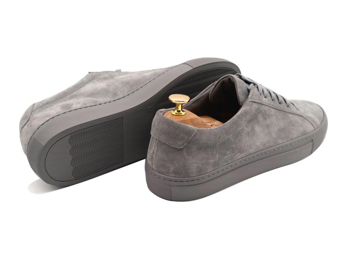 Back View of Mens Suede Low Top Graphite Grey Sneakers
