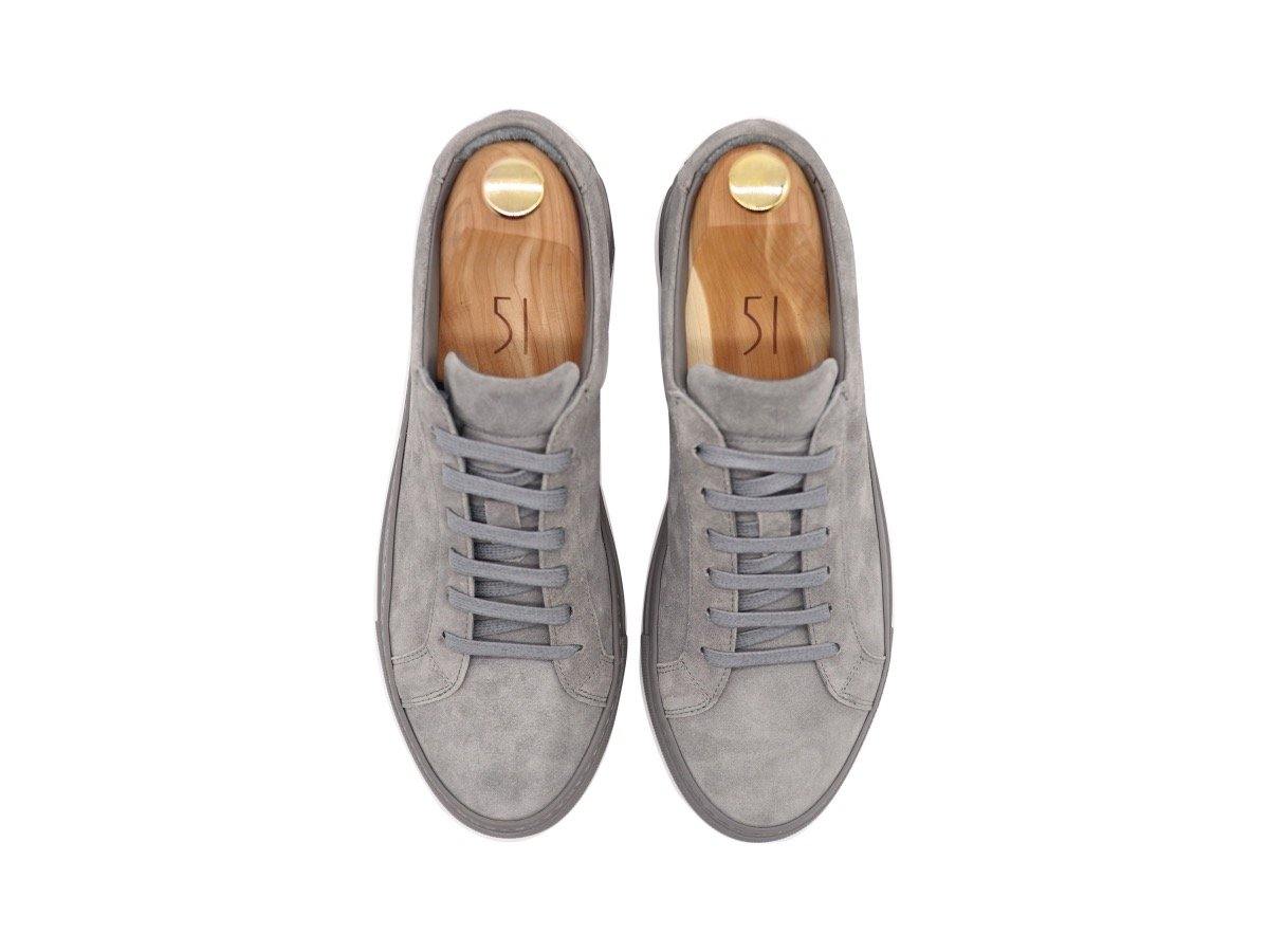 Top View of Mens Suede Low Top Graphite Grey Sneakers