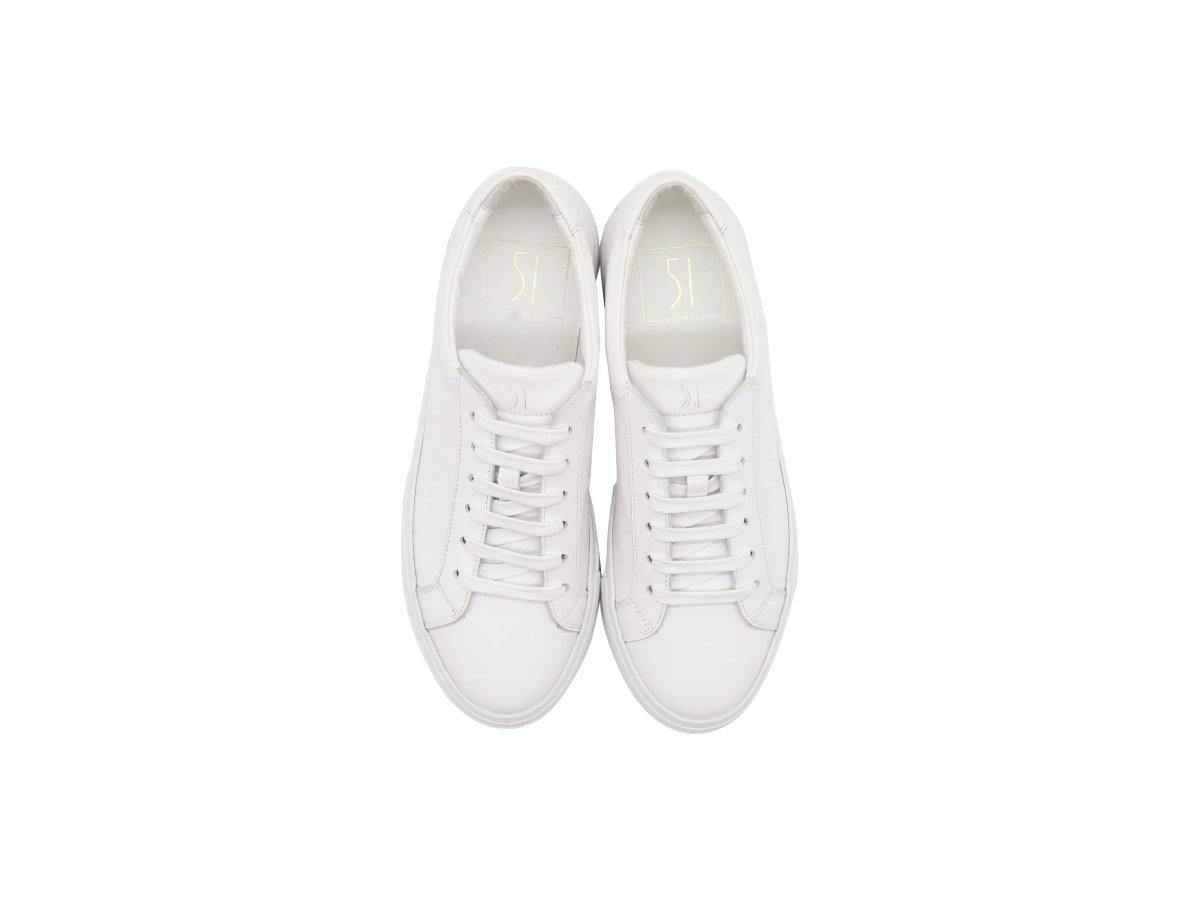 Top View of Womens Leather Low Top White Sneakers