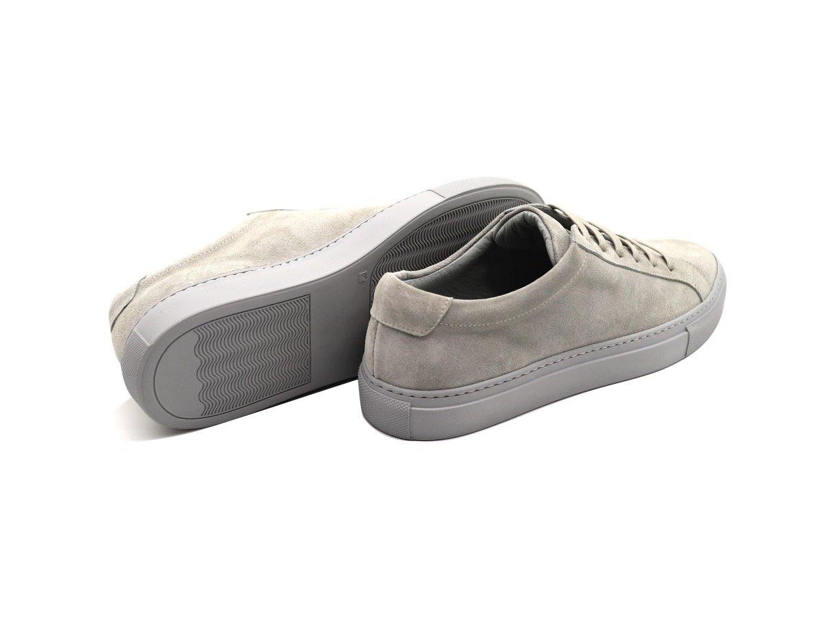 Back View of Womens Suede Low Top Shale Grey Sneakers